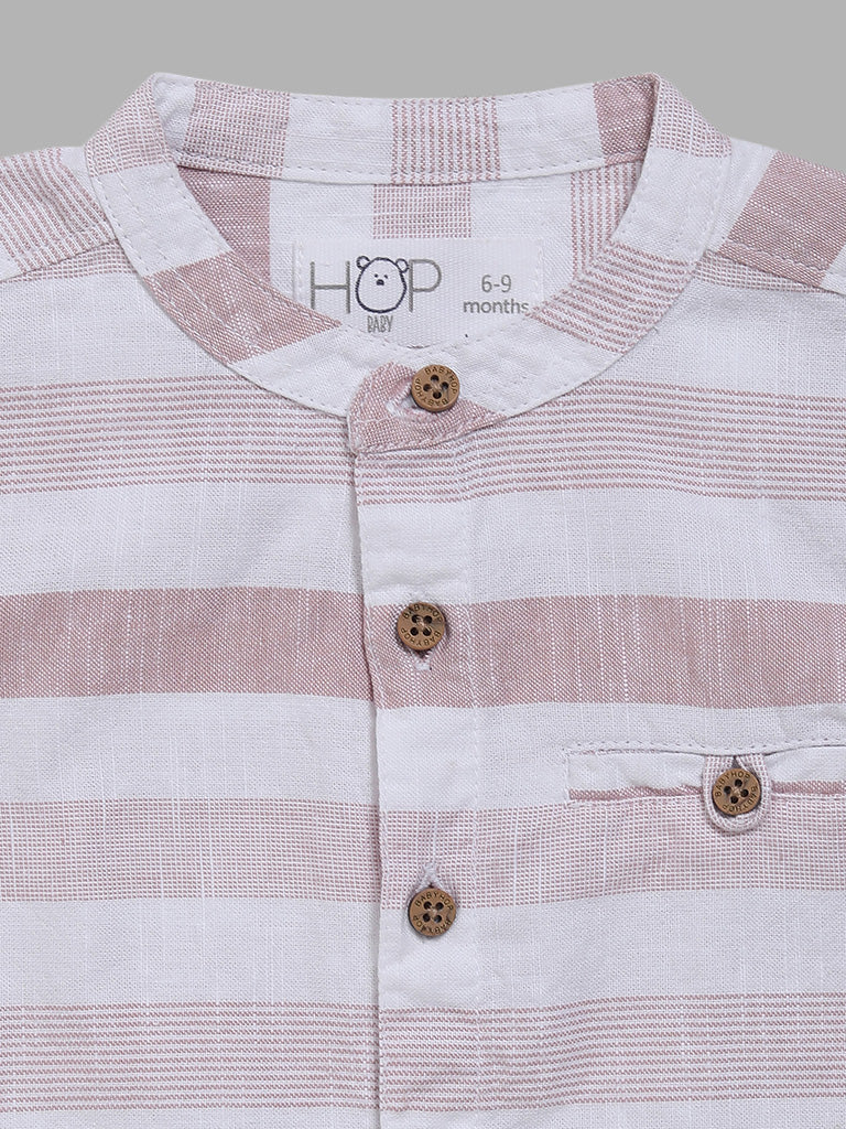 HOP Baby Block Striped Peach Shirt