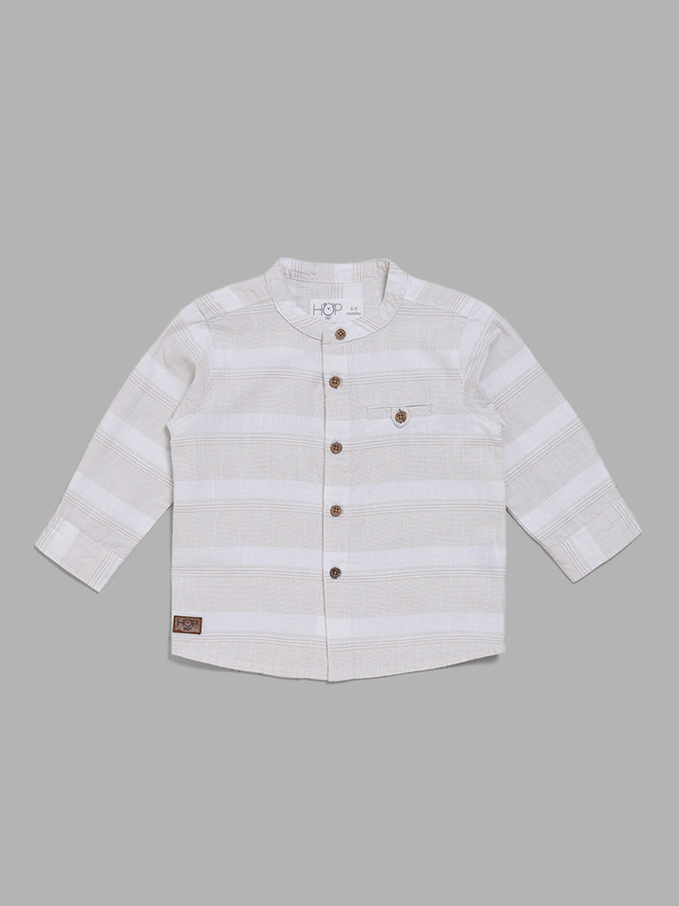 HOP Baby Beige Striped Shirt