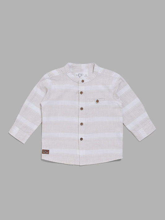 HOP Baby Beige Striped Shirt