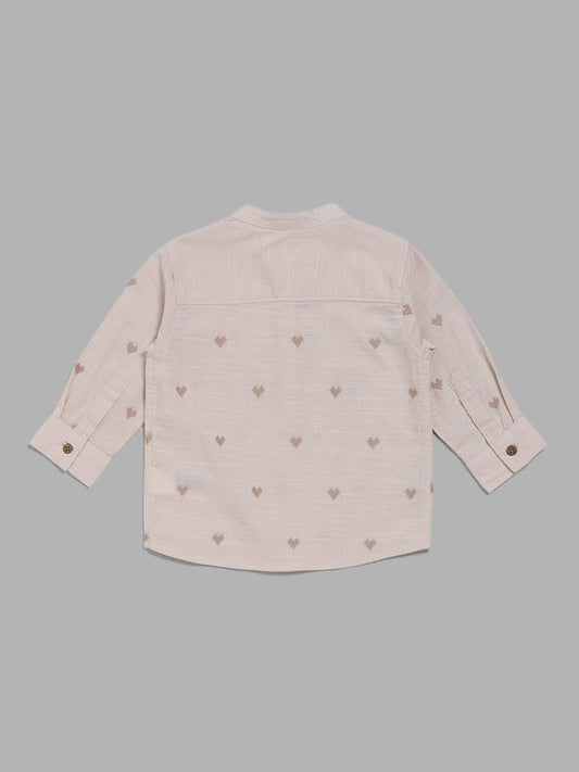 HOP Baby Beige Heart Embroidered Shirt