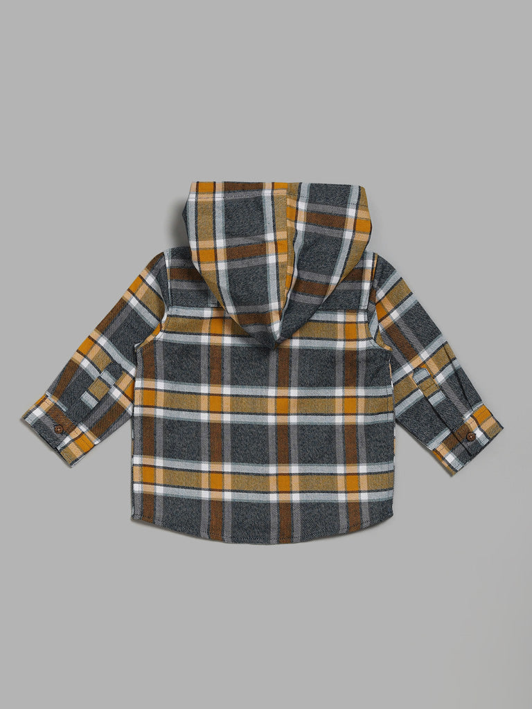 HOP Baby Multicolour Checked Shirt with Hoodie