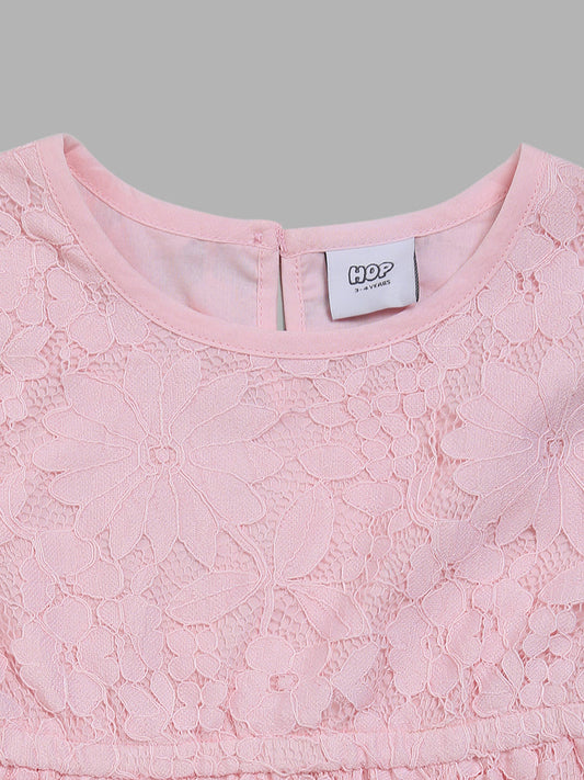 HOP Kids Pink Lace Fit and Flare Dress