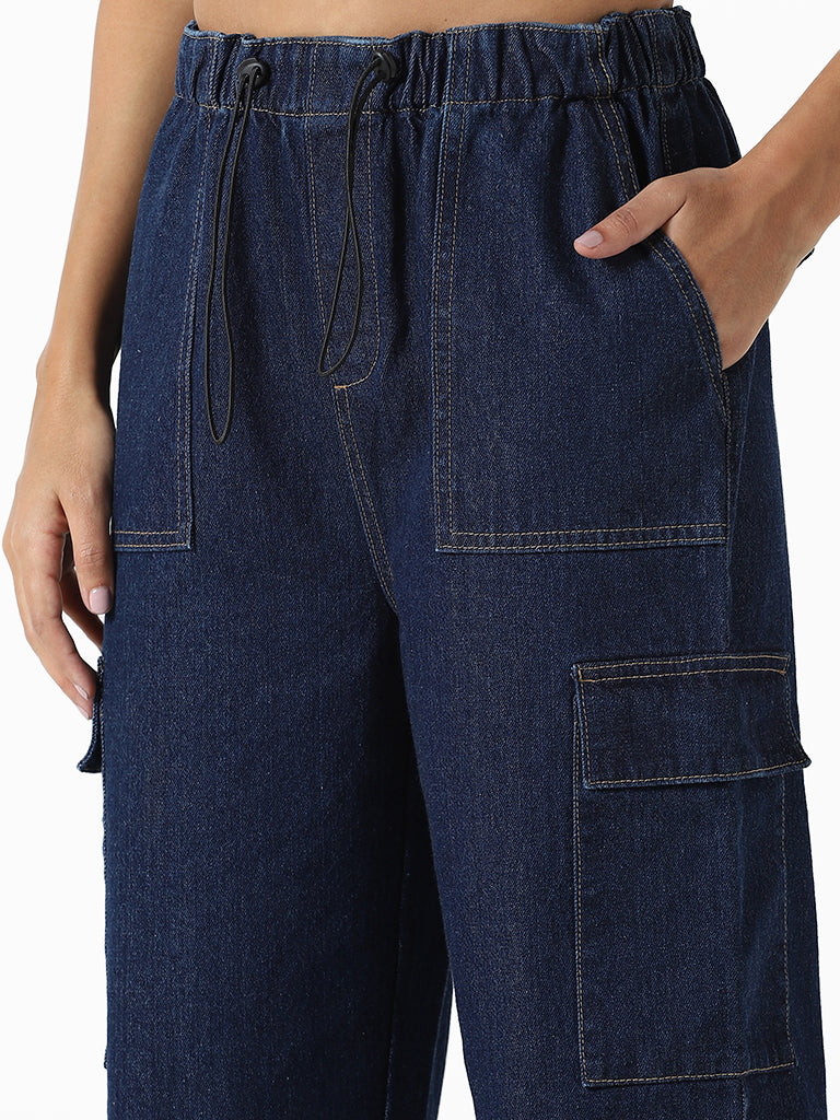 Nuon Dark Blue Straight - Fit Mid Rise Jeans