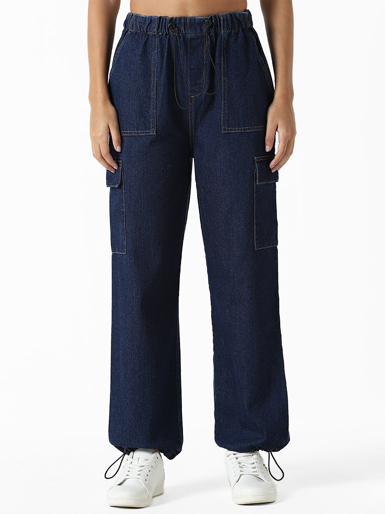 Nuon Dark Blue Straight - Fit Mid Rise Jeans