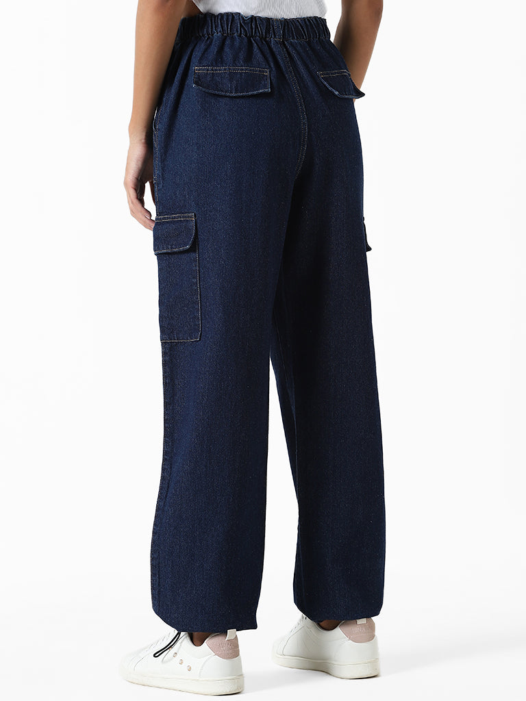 Nuon Dark Blue Straight - Fit Mid Rise Jeans