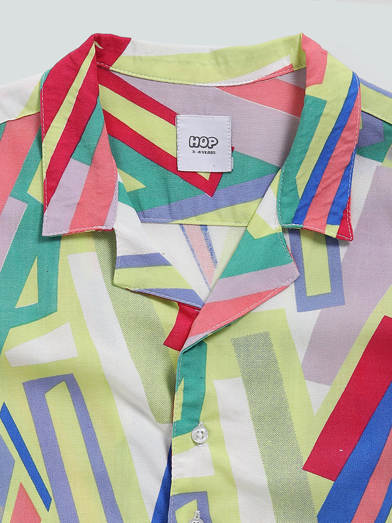 HOP Kids Multicolour Block Printed Shirt