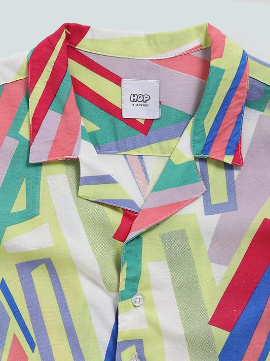 HOP Kids Multicolour Block Printed Shirt