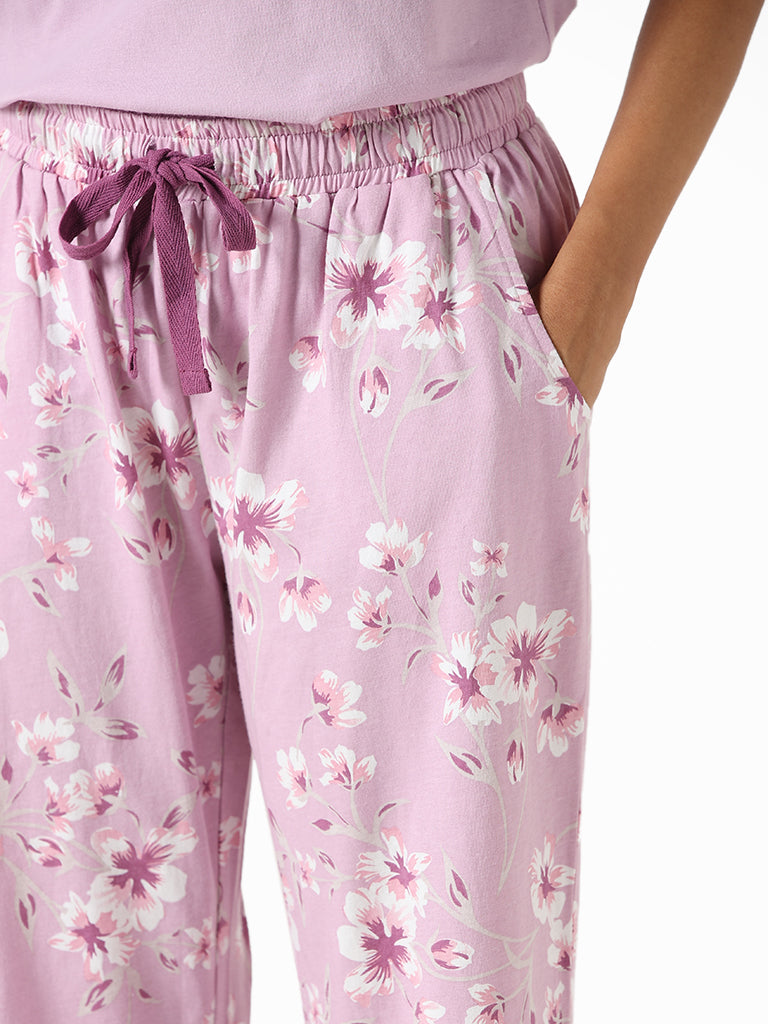 Wunderlove Orchid Printed Floral Regular Fit Pyjamas