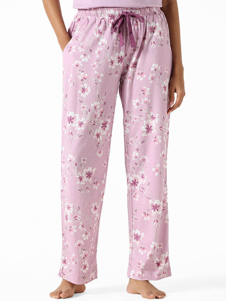 Wunderlove Orchid Printed Floral Regular Fit Pyjamas