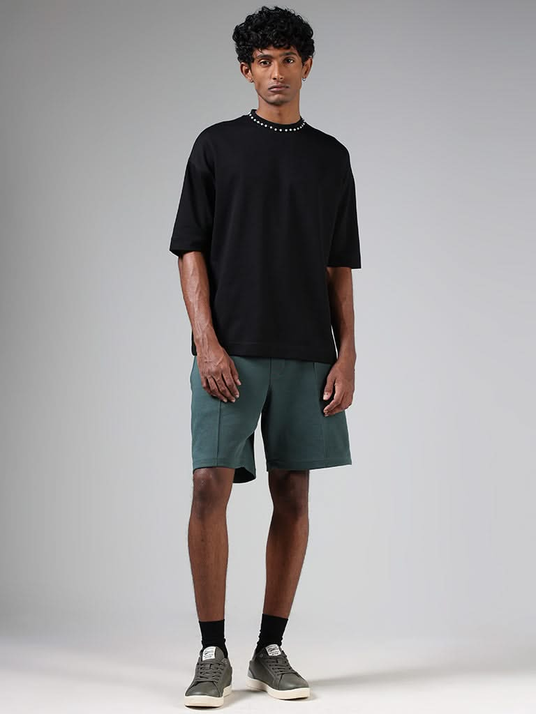 Studiofit Black Relaxed-Fit Crew Neck T-Shirt