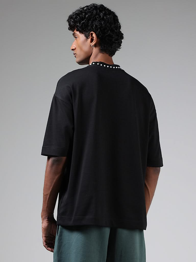 Studiofit Black Relaxed-Fit Crew Neck T-Shirt