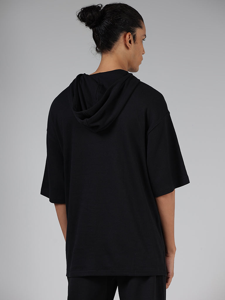 Studiofit Black Relaxed-Fit Hoodie Sweatshirt