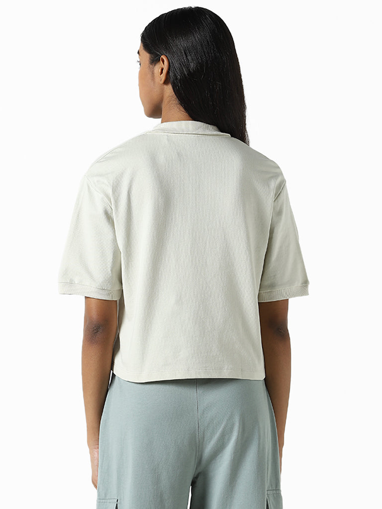 Studiofit Light Green Cotton Collared T-Shirt