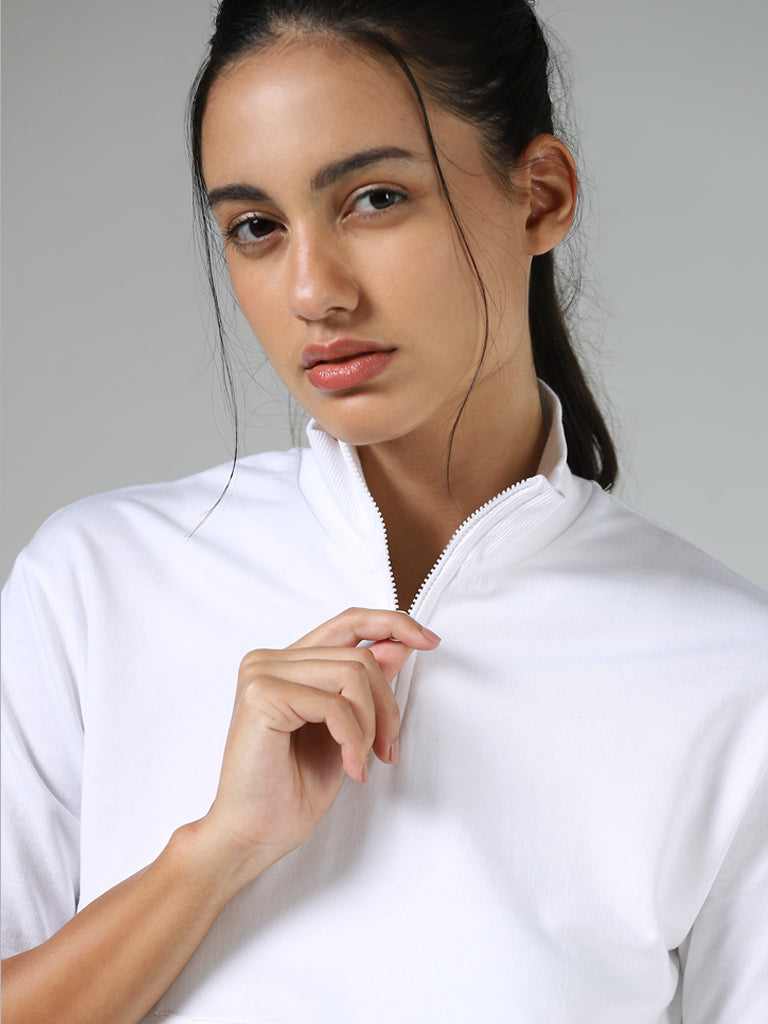 Studiofit White Zipper T-Shirt