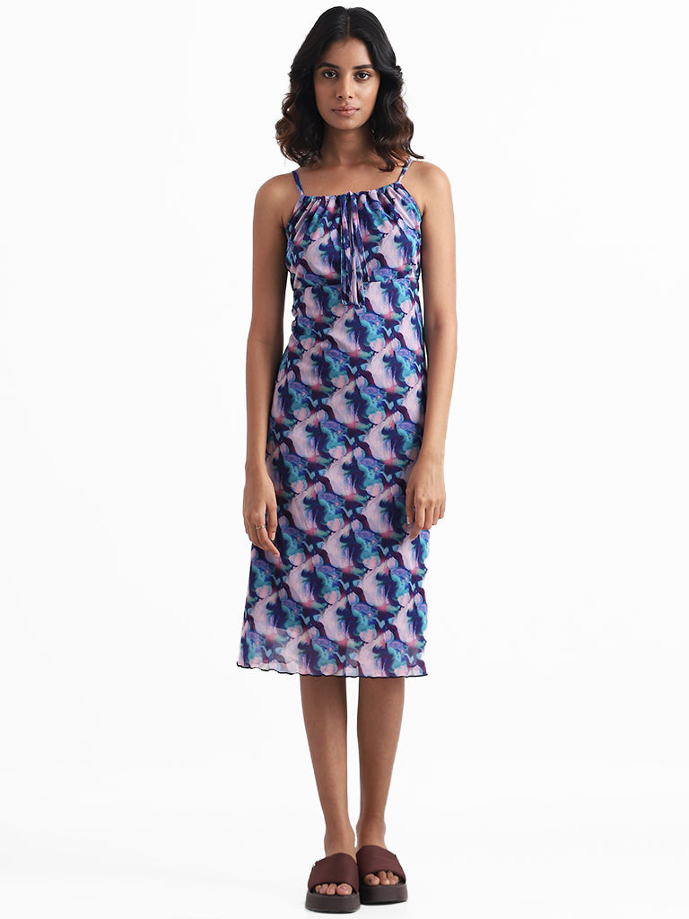 Nuon Purple Abstract Printed Dress