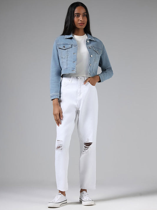 Nuon Light Blue Denim Cropped Jacket