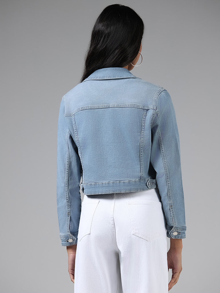 Nuon Light Blue Denim Cropped Jacket