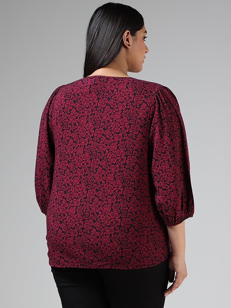 Gia Maroon Floral Printed Blouse