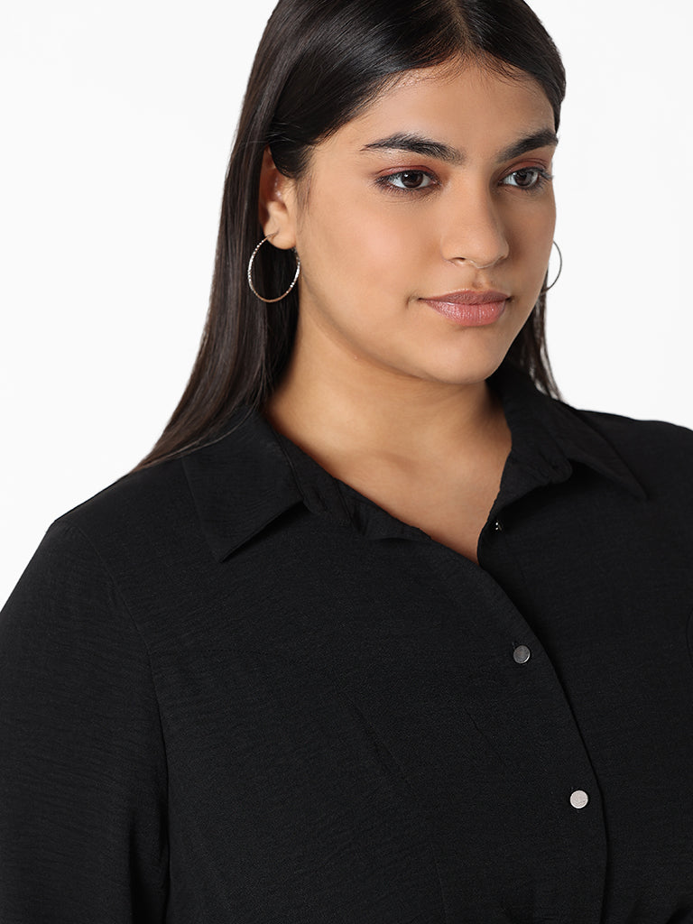 Gia Solid Black Elasticated Shirt