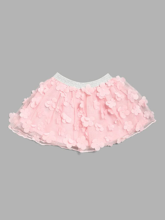 HOP Baby Pink Floral Mesh Skirt