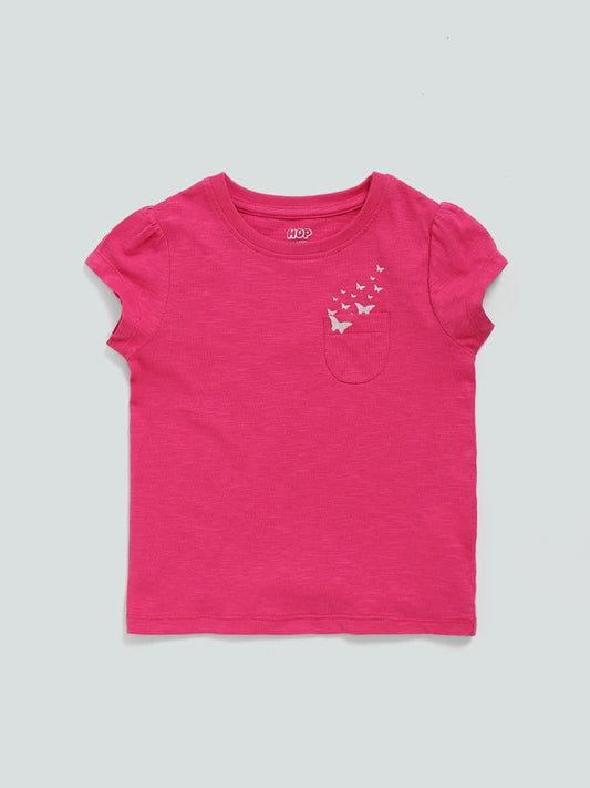 HOP Kids Pink Printed T-Shirt