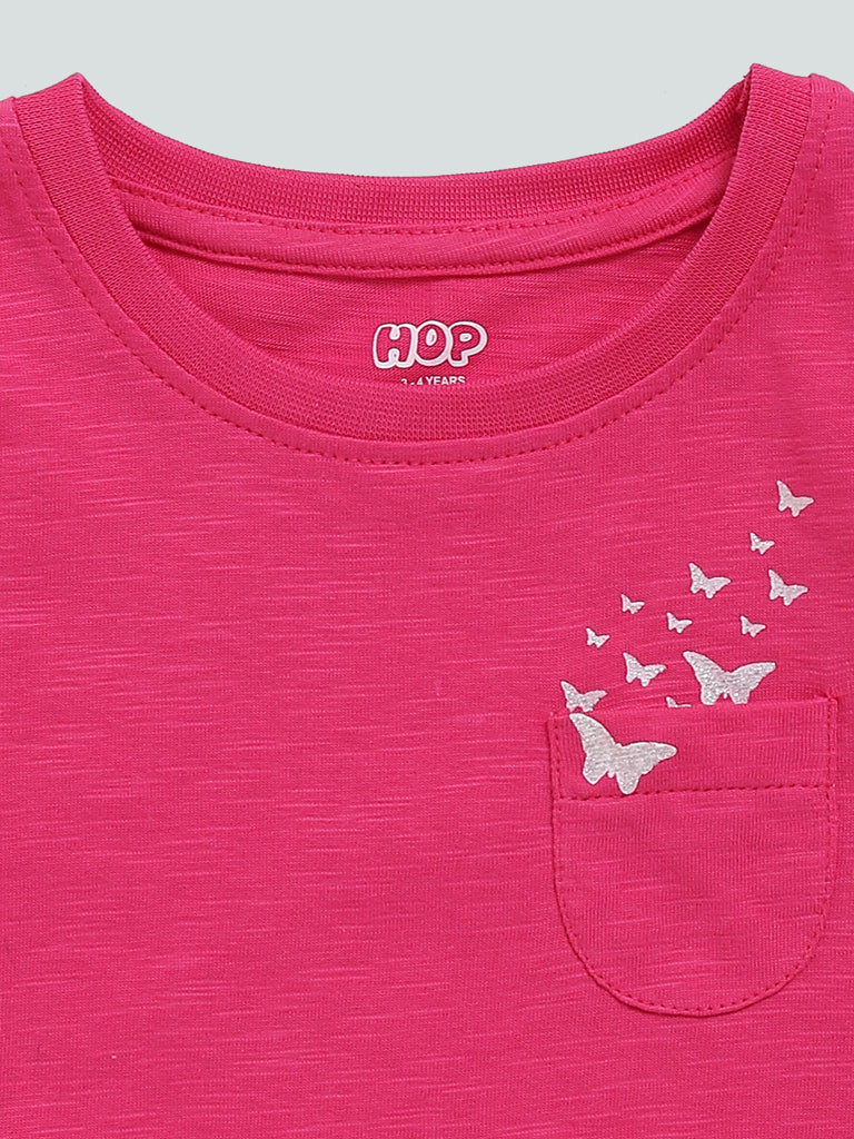 HOP Kids Pink Printed T-Shirt