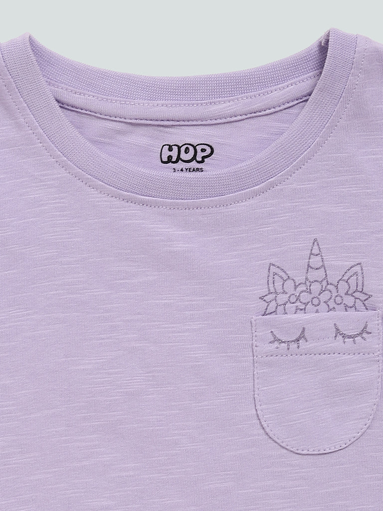 HOP Kids Lilac Printed T-Shirt