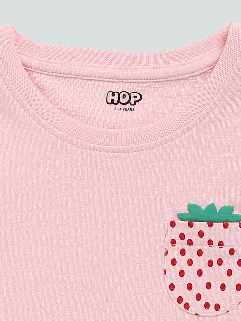 HOP Kids Light Pink Printed T-Shirt