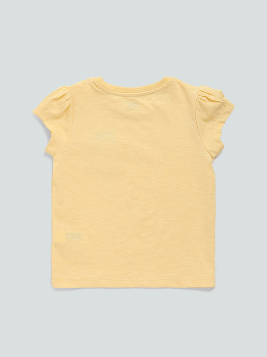 HOP Kids Yellow Embroidered T-Shirt