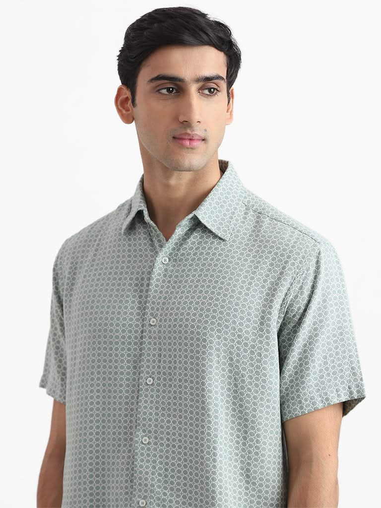 Ascot Sage Green Printed Relaxed-Fit Gale Shirt