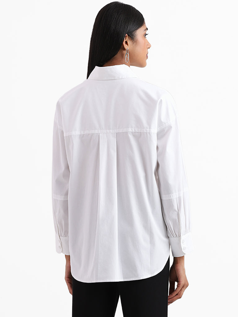 Wardrobe Plain Off White Casual Shirt