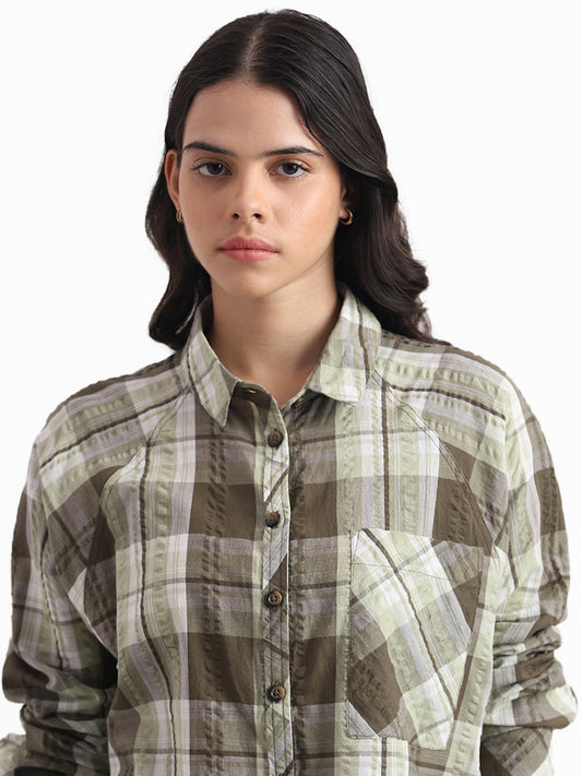 Wardrobe Olive Checkered Shirt