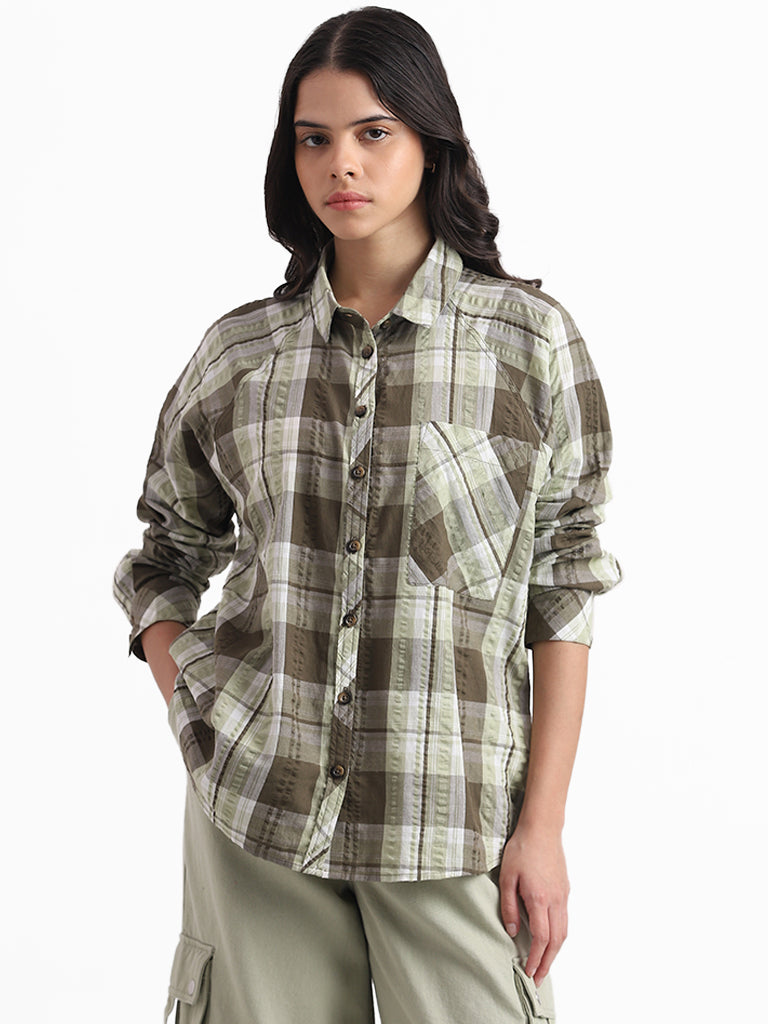 Wardrobe Olive Checkered Shirt