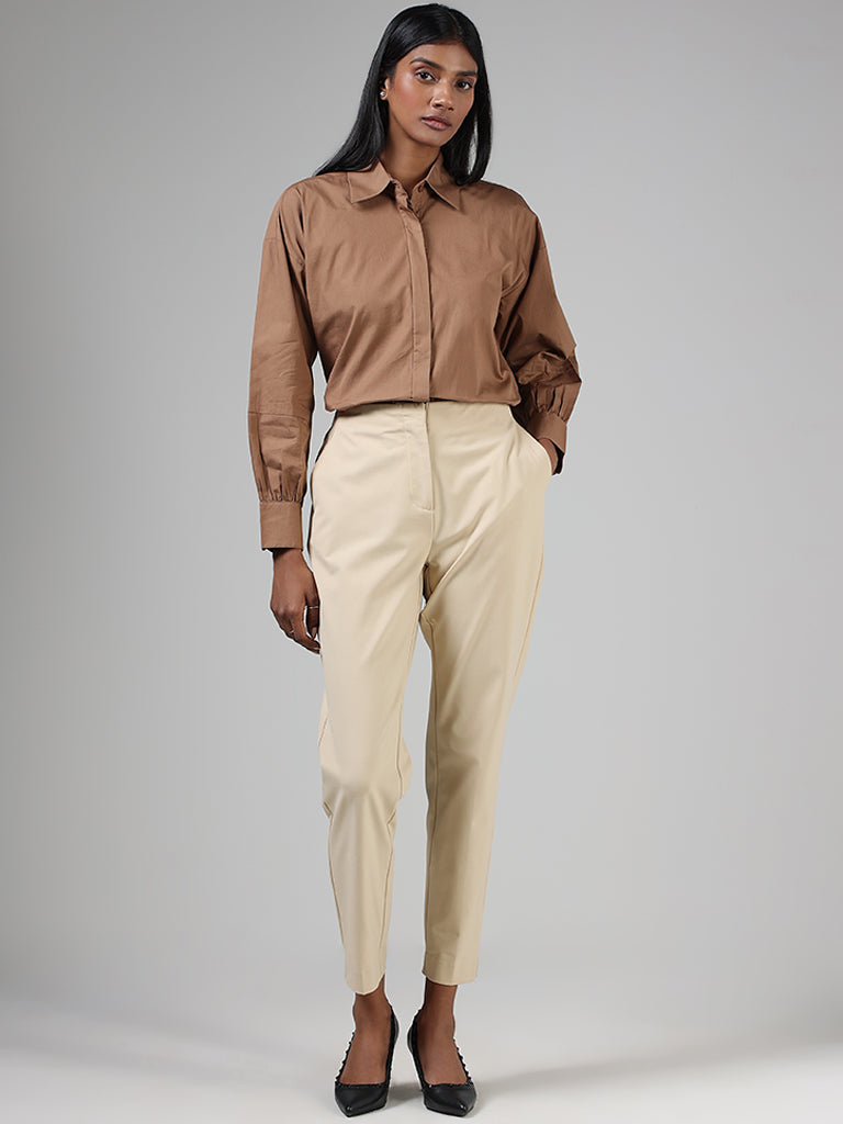 Wardrobe Solid Tan Shirt