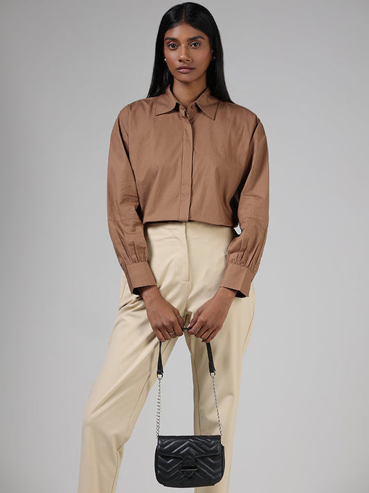 Wardrobe Solid Tan Shirt