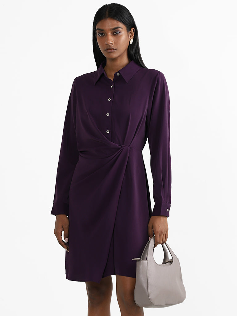 Wardrobe Purple Knotted Slim Fit Dress