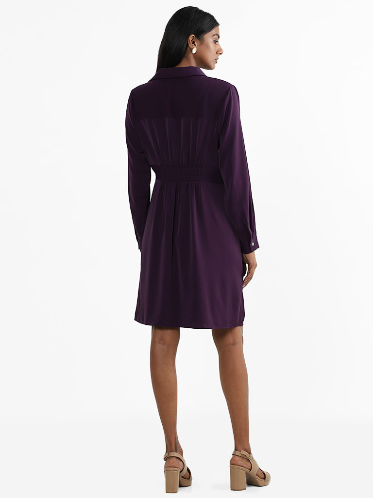 Wardrobe Purple Knotted Slim Fit Dress