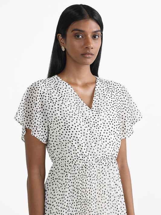 Wardrobe White Polka Dotted Dress