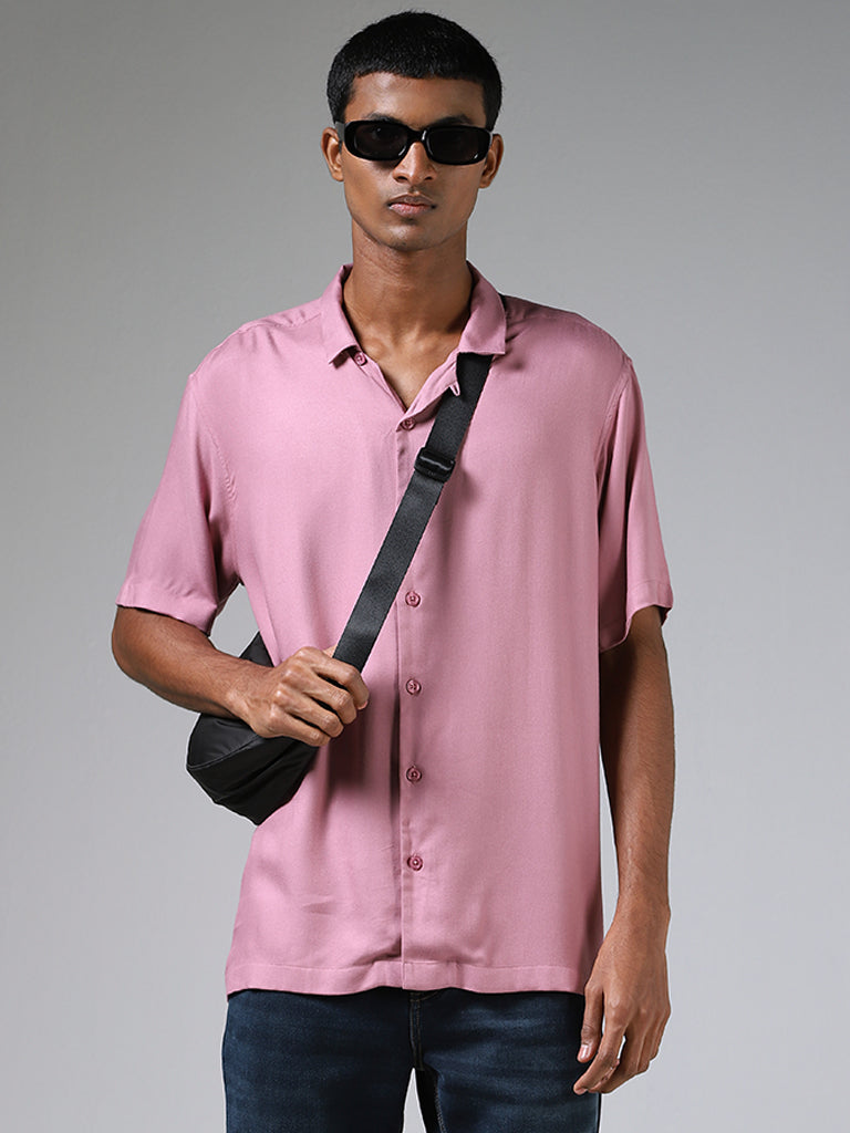 Nuon Solid Blush Pink Casual Shirt