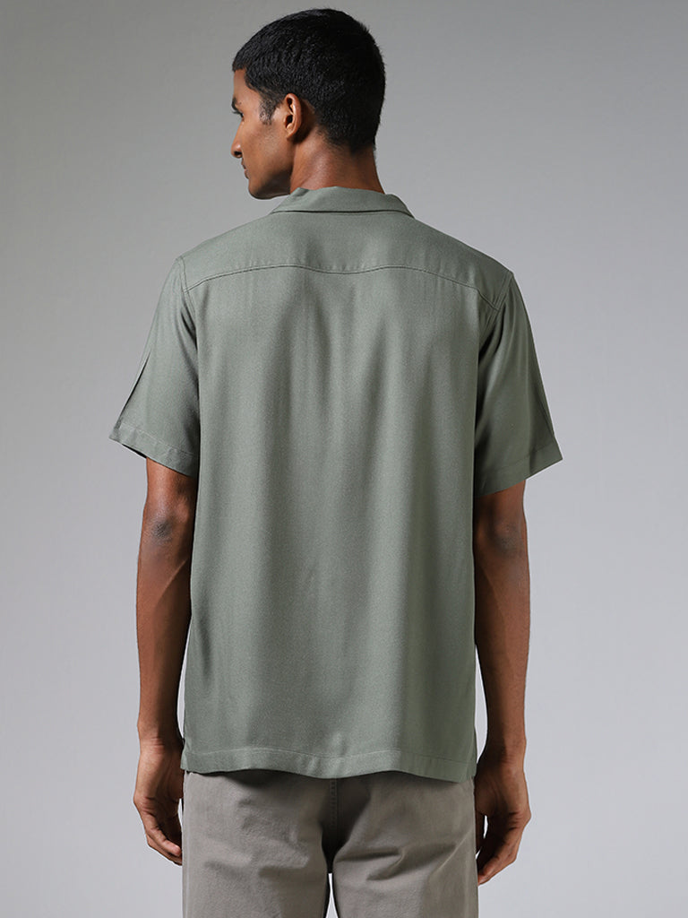 Nuon Solid Olive Green Casual Shirt