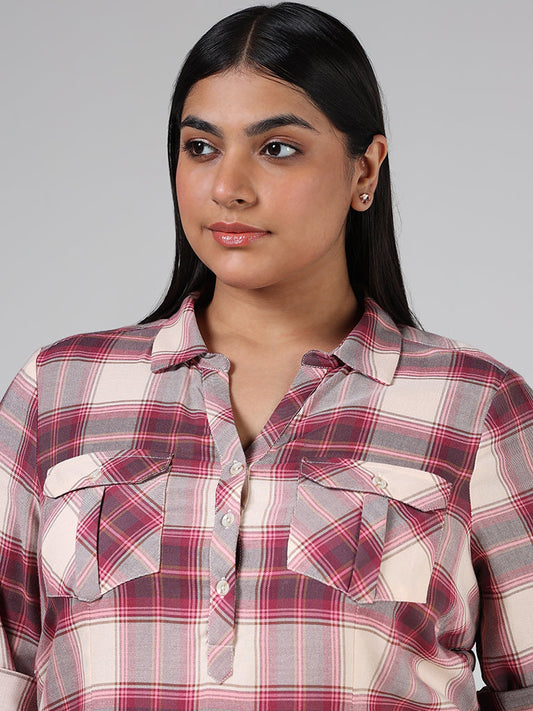 Gia Pink Classic Checked Blouse