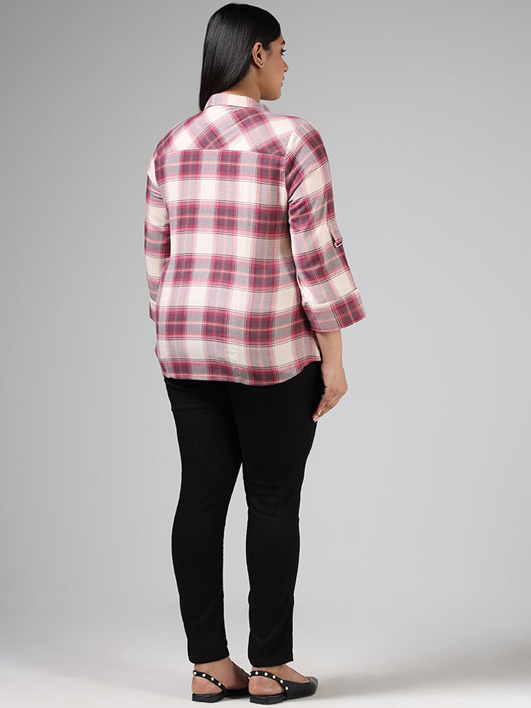 Gia Pink Classic Checked Blouse