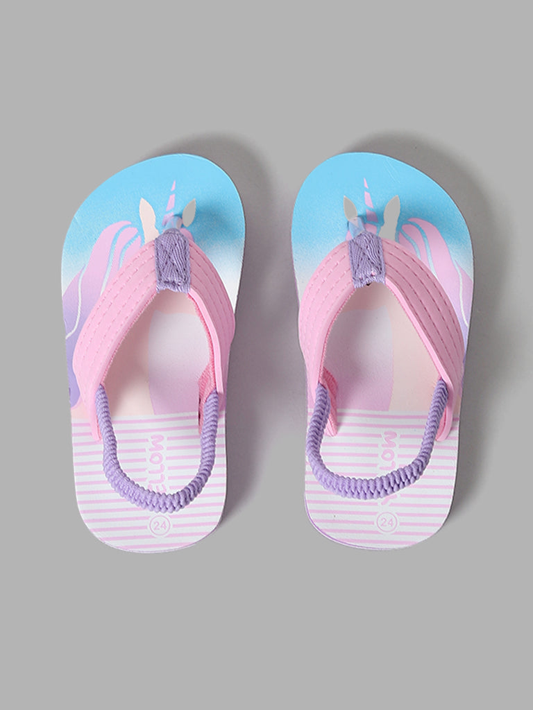 Yellow Pink Unicorn Flip Flops