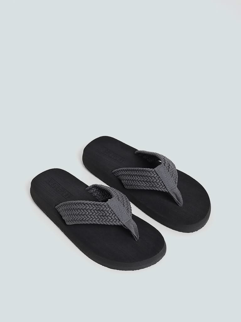 SOLEPLAY Dark Grey Weaved Strap Flip Flop