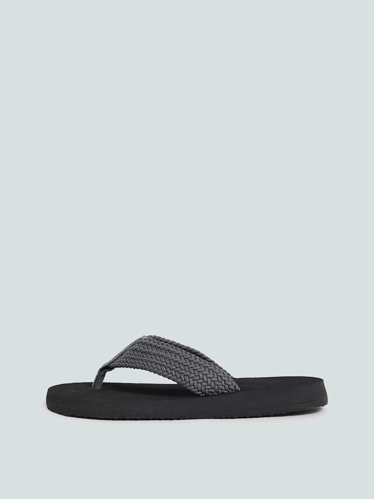 SOLEPLAY Dark Grey Weaved Strap Flip Flop