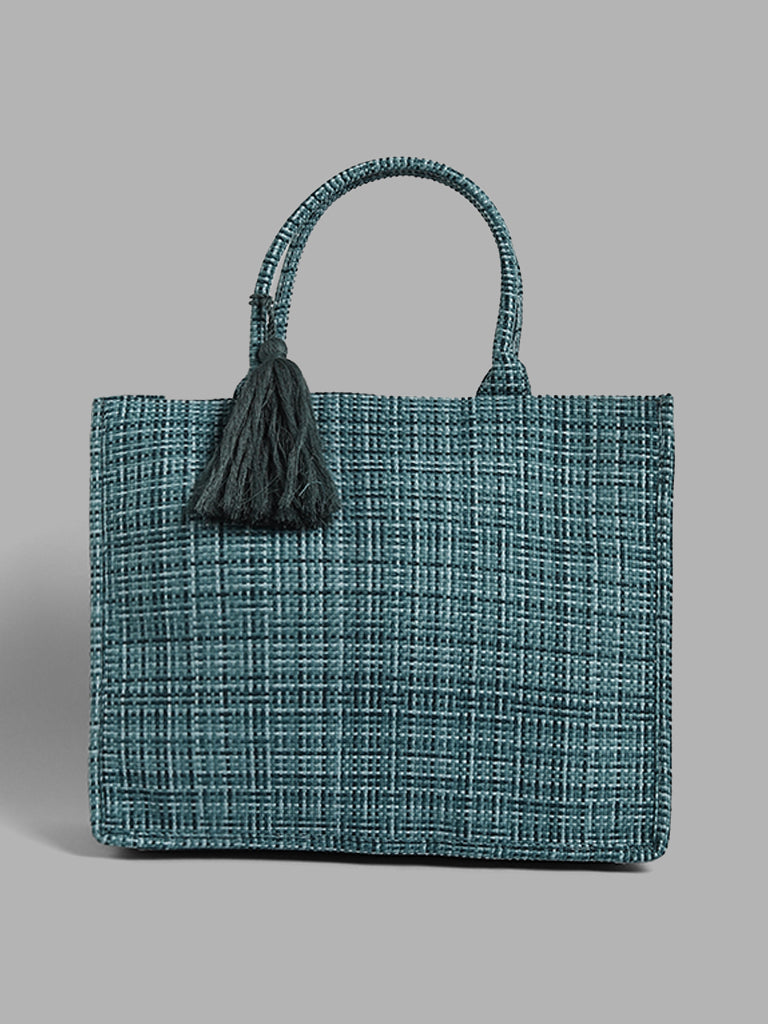 LOV Peacock Blue Woven Handbag