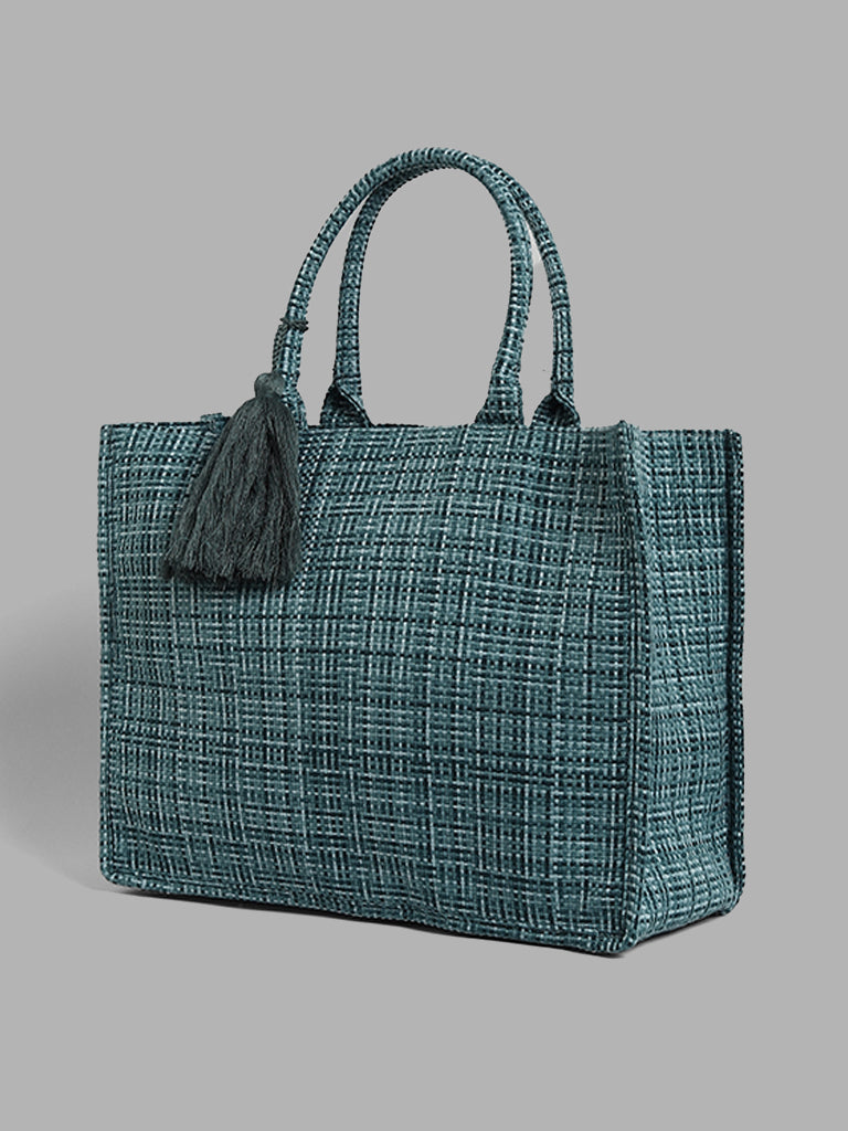 LOV Peacock Blue Woven Handbag