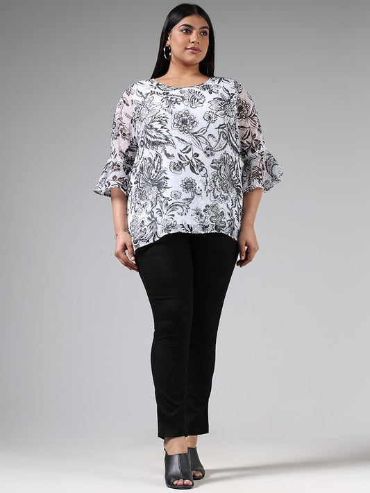 Gia White Floral Printed Top