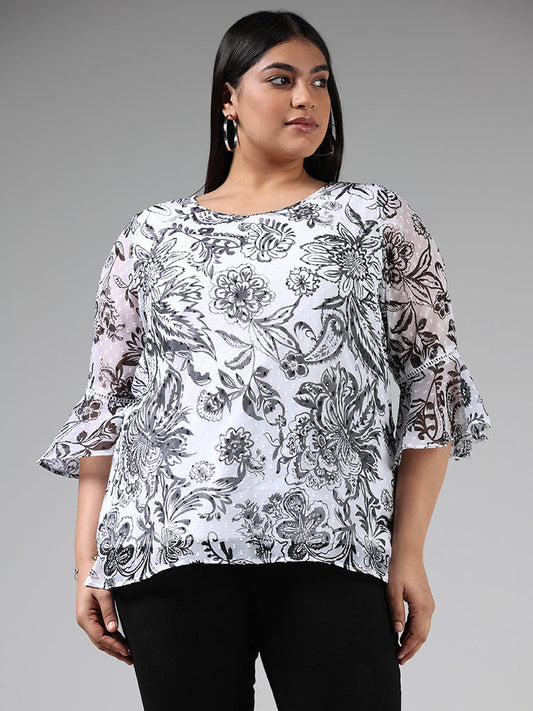 Gia White Floral Printed Top