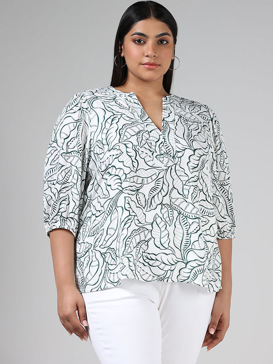 Gia Cream Leaf Printed Blouse